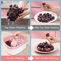 Lave-fruits manuel en gros avec essoreuse, panier de drainage portable, brosse de nettoyage pour cuisine domestique