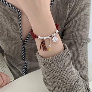 Chinese Style Bowknot <b>Bracelet</b> Red <b>Rope</b> S925 Sterling Silver Amber Charm Unisex Gift Jewelry - Product Image 5