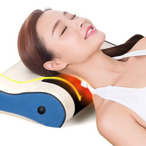 Oreiller de massage cervical chauffant pour soulager le cou et les épaules, en cuir PU, appareil de massage à brancher - Product Image 1