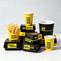 Boîte à frites jetable en papier pour emporter, emballage alimentaire personnalisé pour ailes de poulet, boîtes à hamburgers, conteneur pour plats à emporter rapides