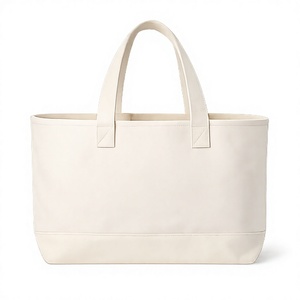 Sac fourre-tout en toile de coton 100% économique, grand format, couleur crème, avec fermeture éclair, personnalisable avec logo, réutilisable pour les courses et la plage - Product Image 4