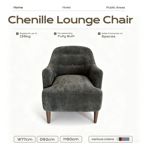 <b>Dark</b> <b>Green</b> Chenille Accent Chair Mid-Century Modern <b>Armchair</b> with Solid Wood Legs for Living Room Hotel Cafe - Product Image 3