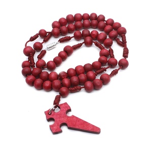 대량 나무 <span class=keywords><strong>Rosaries</strong></span> 남자 승리 레드 Rosarios Catolicos 파라 Hombre-카톨릭 나무 구슬 묵주 - Product Image 1