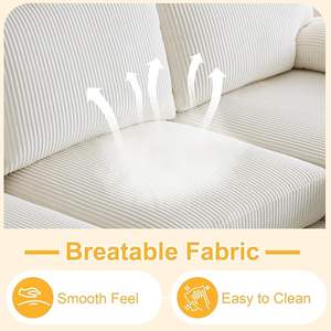 Sofá Seccional de pana moderno de 4 asientos en forma de U, sofá tapizado extensible con Chaises para sala de estar o villas - Product Image 2