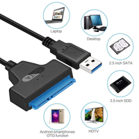 Cable adaptador USB 3,0 a SATA III de supervelocidad con línea de datos para discos duros portátiles de 2,5 "HDD SSD almacenamiento en disco de estado sólido