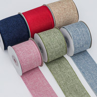 Pita Poliester Warna Solid 6.3CM dengan Tepi Kawat, Laris untuk Kemasan Bunga Natal
