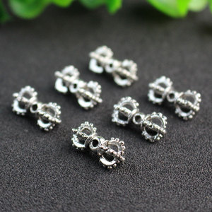 Cuentas budistas Vajra de aleación de plata tibetana de 10x9,5x8 mm para la fabricación de joyas, cuentas de metal DZ01914 - Product Image 2