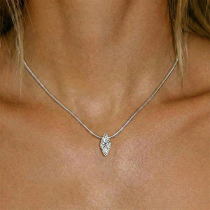 Collana con Pendente in <span class=keywords><strong>Argento</strong></span> Sterling <span class=keywords><strong>925</strong></span> a Osso di Serpente, con Moissanite Taglio Marquise da 1ct (5*10mm), di Tendenza 2026, per Donna - Product Image 3
