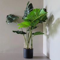 Sentuhan asli alami plastik buatan kecil phildendron Monstera daun Pot pohon Split Philo daun dalam Pot