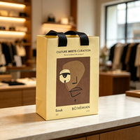 Sac en papier de luxe personnalisé avec logo, pour emballage de bijoux, sac cadeau avec poignée en ruban