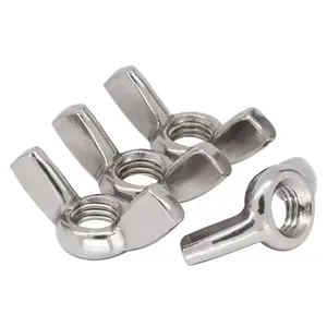 Cold forged 18-8 stainless steel A2-70 butterfly wing nuts with two large metal wings