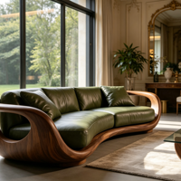 Designer Bio-Curved-Sofa mit Fiberglas-Holzmaserungsrahmen und Lederpolsterung für Wohn- und Gewerbenutzung