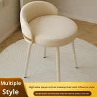 Tabouret de maquillage et chaise à ongles en métal de luxe pour chambre de filles, chaise de coiffeuse haut de gamme avec dossier