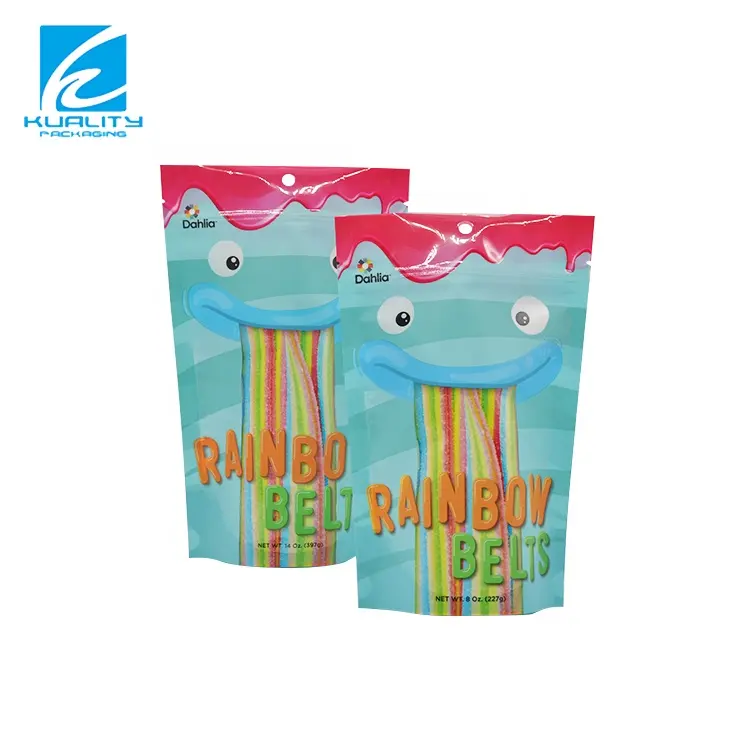 Candy Packaging Supplier Eco Friendly Plastic Custom Printing Recycle Stand Up Plastic Bag With Zipper For Gummy