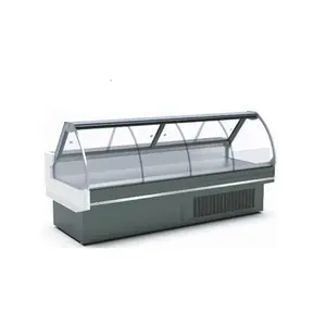 滑动弯曲玻璃熟食店冷却器肉显示冷却器展示冰箱