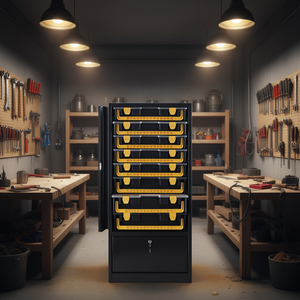 Commode en acier Fervi avec boîtes en plastique, hauteur 80 cm, armoire de rangement pour outils, pour l'organisation d'atelier - Product Image 3