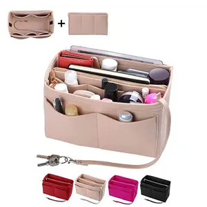 Organisateur de maquillage sac d'insertion en feutre pour sac à main de voyage sac à main intérieur sacs à cosmétiques portables adaptés à divers sacs de marque