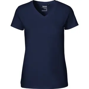 Camiseta de cuello en V para mujer, merchandising sostenible - Product Image 3