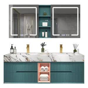 Lanjia 2022 nuovo AZG022 doppio lavabo vanità bagno vanità con mobile specchio lungo superiore grande armadio da bagno