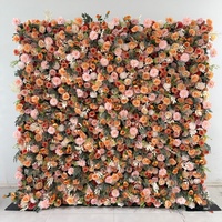B0820 Décoration d'automne : Rideau mural en tissu avec fleurs artificielles pour mariage, Noël et décorations de saison des fêtes