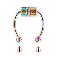 VKME Bijoux de piercing pour le nez, Faux anneau de nez en fer à cheval pour septum, Ensemble d'anneaux de nez magnétiques dorés sans perçage