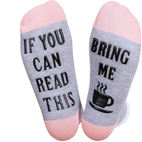 Si vous pouvez lire ceci Apportez-moi des chaussettes de thé au café au chocolat avec cadeau d'anniversaire drôle en silicone pour papa maman chaussettes d'intérieur