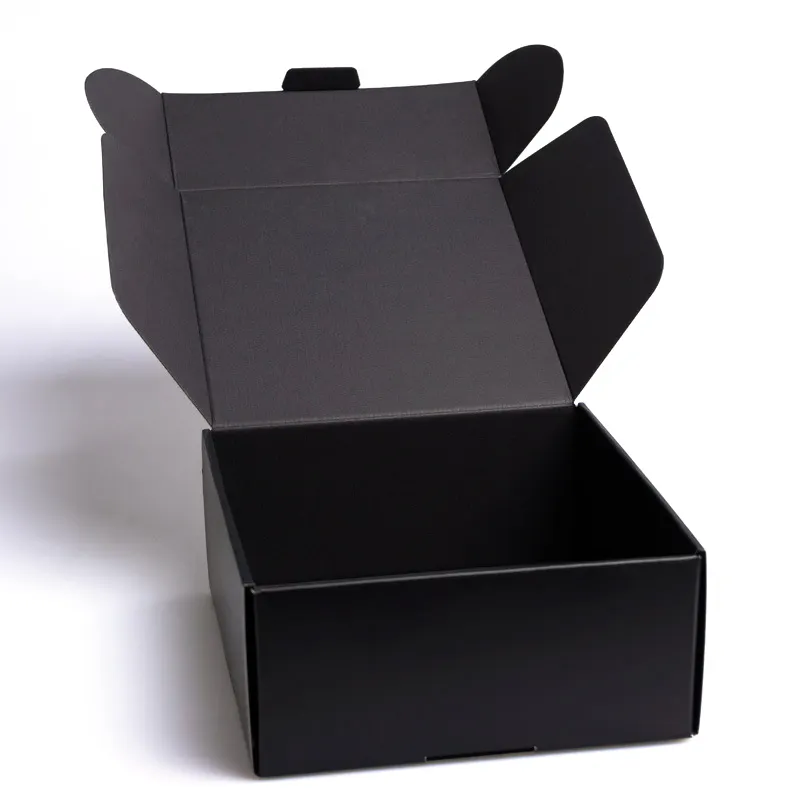 ขายส่งที่กำหนดเองสีดำคุณภาพสูงลูกฟูกกระดาษแข็งบรรจุภัณฑ์การจัดส่งกล่องโลโก้