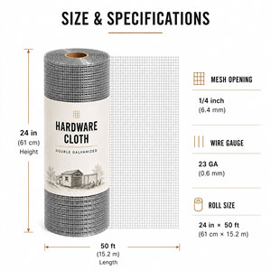Galvanized Steel Welded <b>Mesh</b> Double Coated 1/4 Inch <b>Mesh</b> Opening 24 Inch X 50ft Fencing Material USSANXING Brand Model - Product Image 1