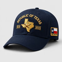 Casquette de baseball personnalisée Texas Five Star brodée en coton, ajustable, à visière incurvée, patriotique, vintage, western, sportive, unisexe