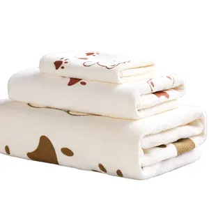 Juego de toallas de microfibra con estampado de conejo para bebé, Set de toalla de baño para regalo, 70x140/35x75/30x30 CM