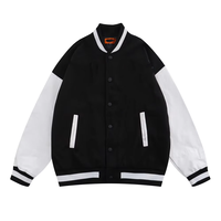 Vente en gros de patchs en chenille brodés personnalisés corps en laine manches en cuir veste universitaire bleu clair Letterman Baseball College