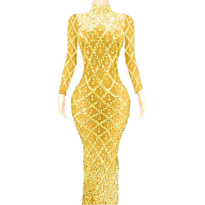 Vestido Wholesale Costumes Elegant Mesh Stones And Crystals Bridal Wedding Party Dress Club Prom Gown Women's Maxi Evening Dress