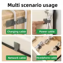 Boîtes de rangement de câbles réutilisables, autocollants, organisateur de bureau, support de câbles réglable, ceinture de gestion de câbles pour bureau - Product Image 5
