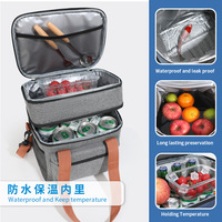 Sac isotherme portable 20L de grande capacité personnalisé Boîte à lunch double couche Rangement réutilisable et étanche pour camping en plein air