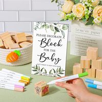 Ensemble de blocs de construction en bois de pin pour fête de douche à thème romantique, blocs de construction DIY, jeu de table, ornements en bois pour cadeaux de mariage