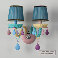 Applique murale LED couleur macaron pour intérieur, salon, salle à manger, chambre à coucher – Lampe en cristal populaire avec abat-jour en tissu pour maison, hôtel, escalier
