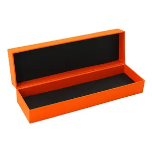 Cetak Logo kustom kertas kardus ramah lingkungan kotak hadiah oranye mewah kemasan kotak persegi panjang untuk teh