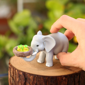 Statuetta di <span class=keywords><strong>Elefante</strong></span> in Resina con Nido di Uccelli e Uccellini Verdi, Decorazione Fantasiosa per Giardino e Casa - Product Image 4