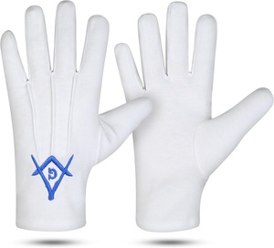 Gants maçonniques blancs brodés Uzair Umair Masonic Shriner Symbol 100% coton, grande taille, à vendre - Product Image 4