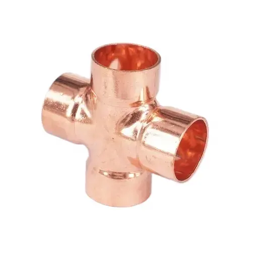 Conexão de cobre para acoplamento de solda 4 vias, encaixe de tubo de refrigeração, peças AC, encaixe cruzado