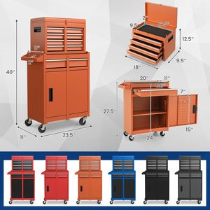 Armoire mobile à 5 tiroirs avec organisateur amovible, coffre à outils verrouillable sur roulettes pour <span class=keywords><strong>garage</strong></span> et atelier - Product Image 4