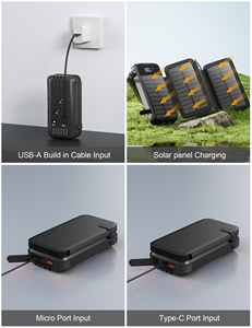 2025 meilleurs produits de vente 4 panneau de cellules solaires grande capacité 20000mAh Portable étanche <span class=keywords><strong>pour</strong></span> <span class=keywords><strong>Iphone</strong></span> <span class=keywords><strong>chargeur</strong></span> <span class=keywords><strong>solaire</strong></span> Powerbank - Product Image 3