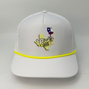 Rắn Màu Trắng Golf Mũ Bán Buôn Người Đàn Ông Nữ Gorras Dây 5 Bảng Điều Chỉnh Tùy Chỉnh TPU Vá Laser Cắt Lỗ Mũ Bóng Chày - Product Image 2