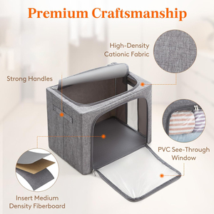 Clothes Storage <b>Bins</b> <b>with</b> Metal Frame, Stackable Storage Box, Foldable Clothing Storage <b>Bins</b> <b>with</b> <b>Lids</b>, <b>with</b> Clear Window - Product Image 5
