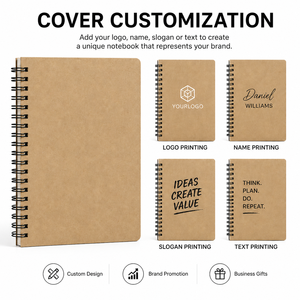 Kraft Paper Spiral Binding A5 Personalized Logo Printing 60 Sheets Lined <strong>Journal</strong> Business Student School Gift <strong>Supplies</strong> - Product Image 4