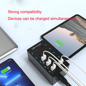 بيع بالجملة هاتف محمول متعدد المنافذ شاحن حائط usb شحن سريع 10usb منافذ <span class=keywords><strong>50W</strong></span> 2.4A دعم مع ضوء LED - Product Image 3