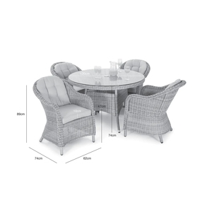Luxury Furniture Rattan Garden Outdoor Dining <b>Table</b> 4 Seat <b>Round</b> Rattan Dining Set with Heritage Chairs - Product Image 4