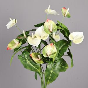 Flores Artificiales de Anturio Meng Jie, Arreglo de Seda y Plástico en Rosa y Verde para Decoración del Hogar y Bodas - Product Image 4