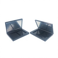 Yanxing Boîte à cosmétiques transparente noire carrée en plastique ABS pour poudre libre, fard à paupières, blush et illuminateur, avec base à clapet et double disque