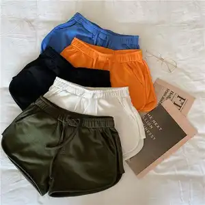 Shorts solto de cordão elástico, atacado, barato, para meninas, esportivo, casual, yoga, corrida, calções femininas